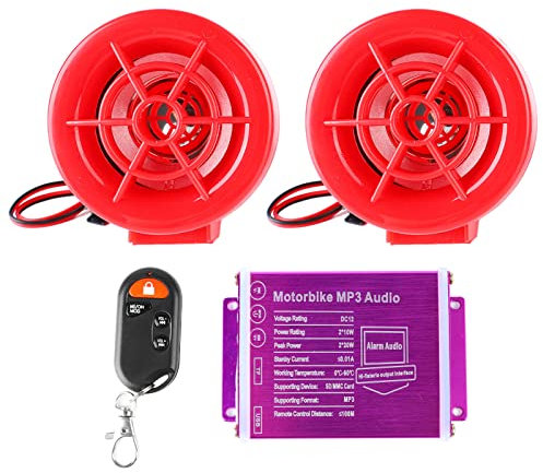 Altavoces de Alarma para Motocicleta, Altavoces de Alarma para Motocicleta Sonido Antirrobo Radio Reproductor de MP3 Radio FM a Prueba de Agua Sistema Amplificador de AltavozUSB