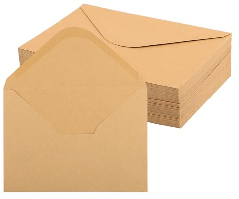 50 Stück Briefumschläge, 120 g/m² Umschläge, 12,5 x 17,5cm, Braun | Nassklebung Spitzklappe kuvert for Grußkarten，Hochzeit Einladung, Geburtstagskarten