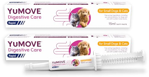 YuMOVE Digestive Care Rapid, Dog & Cats Pre and Probiotic Paste for Gut Health, Digestive Supplements with Fast-Acting Ingredients for Small Dogs & Cats, 2 x15ml