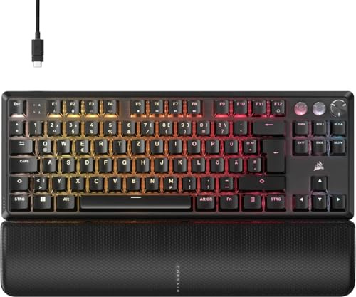 Corsair K70 PRO TKL RGB trådbundet magnetiskt mekaniskt gaming-tangentbord - försmorda MGX Hyperdrive justerbara brytare - lobbyeffekt snabbutlösare 8 000 Hz - Qwertz - svart