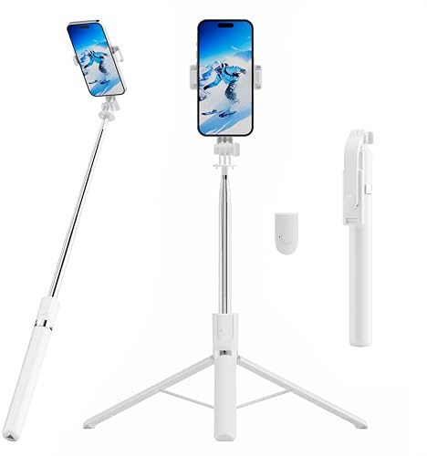 67 Selfie Stick, Phone Tripod with Integrated Wireless Remote, Upgraded 360° Rotating Mobile Phone Tripod Stand, Extendable All-in-1 Tripod Stand, Lightweight Travel Tripod for IOS/Android