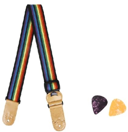 Qerwsdty Gitarrengurt, Verstellbar, mit Plektrenhalter, Gurt für Elektrische Akustikgitarre und Bassgitarre, Verbreitertes Schulterpolster