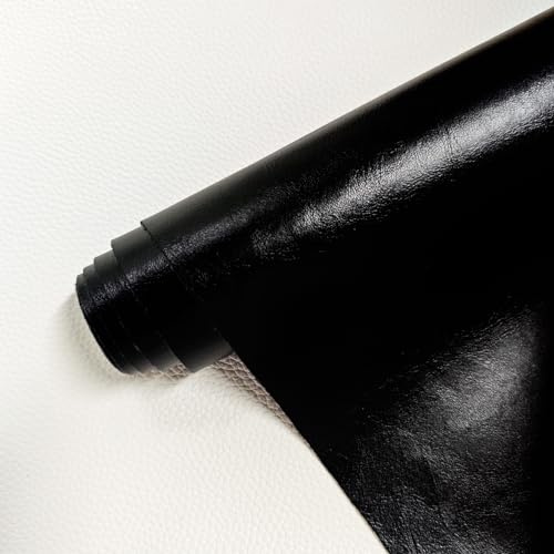 JERLITU Ölwachs-PU-Kunstlederstoff, 30 cm x 137 cm, wasserdicht, kratzfest, Kunstleder für Taschen, Schuhe, Bucheinband, Schießhintergrund, Auto-Innenraum, Schwarz