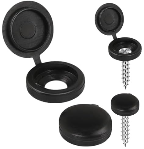 Number Plate Screw Caps,50 Pcs Black Screw Caps,Plastic Folding Screw Covers Heads Hinged Screw Cup and Cover Hole Diameter