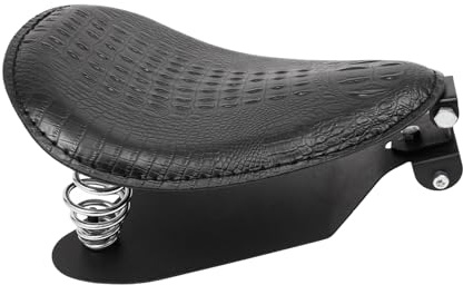 Motorrad Sitzkissen Krokodilmuster Motorradsitzkissen Universal Motorrad PU Leder Solo Sitz mit 2 Frühling Grundplatte für Meisten Modelle Honda, Yamaha, Kawasaki, Suzuki, Sportster (Schwarz)