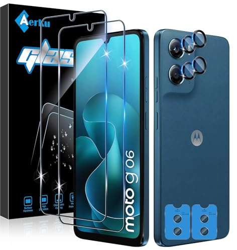 Aerku Pellicola Vetro Temperato per Motorola Moto G06 / G06 Power, [2+2 Pezzi] 9H HD Vetro Protezione Schermo Protettiva, Vetrino Temperato Anti Graffi Pellicola Fotocamera