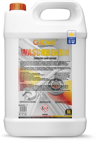 GiDeli Waschbenzin 5L Kanister - Universelles Lösungsmittel & Entfetter - Farben- & Lackverdünner - Werkzeug & Pinselreiniger für Haushalt, Auto & Werkstatt