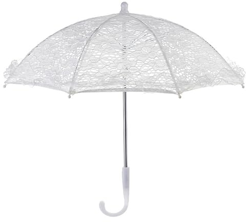 Lace Umbrella, Elegant White Lace Parasol Umbrella Vintage Style with Sturdy Stainless Steel Frame for Wedding Photo Prop, Tea Party Decor, Photography Parasol