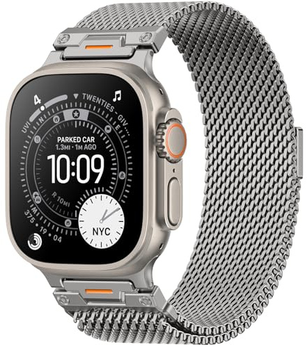 Original Milanaise Metallarmband Kompatibel mit Apple Watch Ultra 3/2/1 Armband 49mm 46mm 45mm 44mm Herren, Milanese Edelstahl Magnetisch Ersatzarmband für iWatch Series 11 10 9 8 7 6 5 4 3 SE 3/2/1
