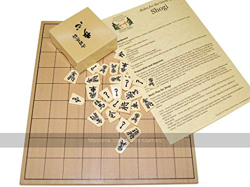 Wooden Shogi Board with Plastic Pieces - Authentic Japanese Chess Set