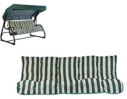 Tecnoweb - Cojines para balancín de 4 plazas - Incluido también el techo a juego - 100% Fabricado en Italia - Ideal para exteriores (jardines y patios) - Estructura no incluida, Rigato Ecru Verde