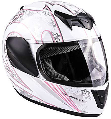 Typhoon Youth Full Face Motorcycle Helmet Kids DOT Street - White Pink Butterfly ( Small )