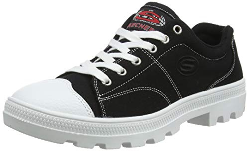 Skechers Women's Roadies True Roots Trainers, Black Black Canvas White Leather Trim Blk, 5.5 UK