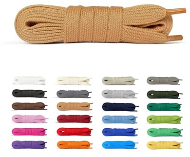 Laceter Lacets Plats Premium en Coton pour Baskets - Lacet de Remplacement pour chaussures de Sport et Sneakers ou pour Enfants - Épaisseur 8mm - Compatible avec Converse, Nike - Marron clair, 120 cm