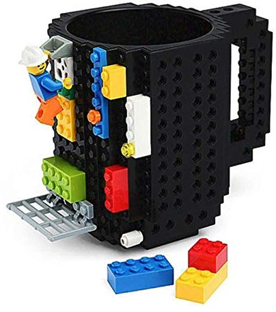 350ml Blocchetti di costruzione Tazza da latte Tazza da caffè Tazza da incasso Tazza da tazza Porta acqua potabile, nera, 350 ml