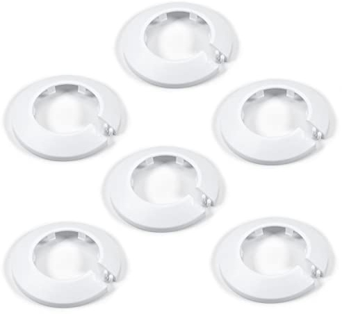 MroMax 50mm Pipe Cover, White Pipe Collar Flange Pipe Hole Collars for Radiator, Wall Pipe Tube Decoration 6pcs | 6Pcs Snap-On Caps Cover Wall Pipe Gaps, 50mm Pipe Flange Decorative Collar for Sink Drain, Washing Machine Drain, Vent Pipes