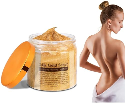 24 Karat Gold Körperpeeling, Körperpeeling Creme, Peeling zur Entfernung Abgestorbener Hautzellen von der Abgestorbenen Haut im Gesicht Natürliches Peeling Eignet sich für Stumpfe Oder Trockene Haut