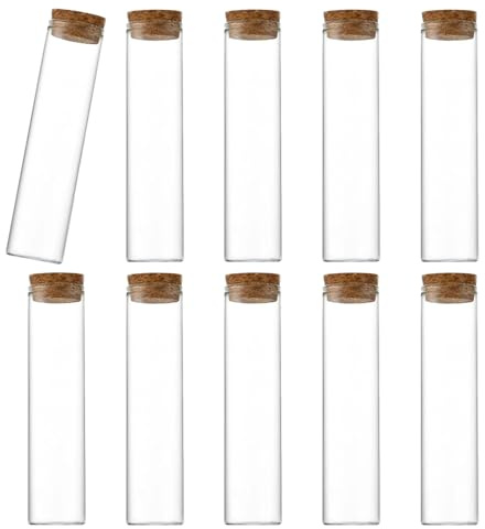 ericotry Lot de 10 flacons en Verre de 40 ml/60ml avec Bouchons en liège et flacons de réactif vides et flacons de réactif Rechargeables (60ml)