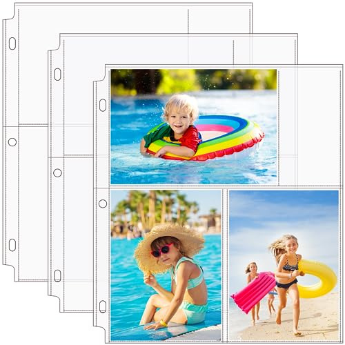 MaxGear 30 Pack 4x6 Photo Sleeves for 3 Ring Binder (180 Pictures),3 Pocket