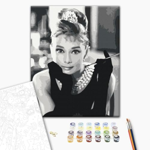 murando - Malen nach Zahlen Frau Porträt Retro Vintage, 40x50 cm, Hobby | Malset mit Holzrahmen, ideal für Erwachsene und Kinder, entspannendes Hobby, entspannend, hochwertig, langlebig, kreativ