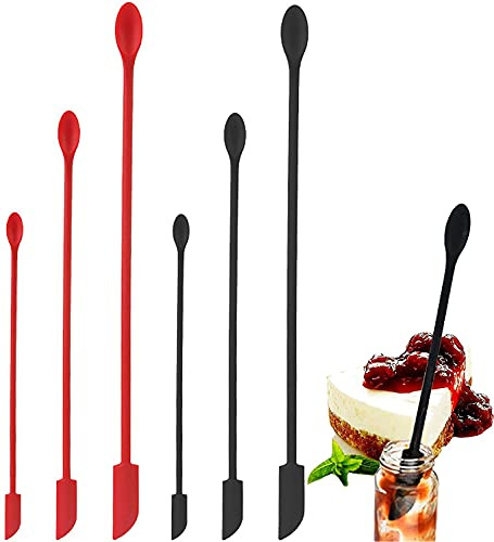 Mini-Spatel aus Silikon, 6 Stück, Glasspatel, Wiederverwendbar, Doppelseitig, Winziger Silikonlöffel für Küche und Schönheit