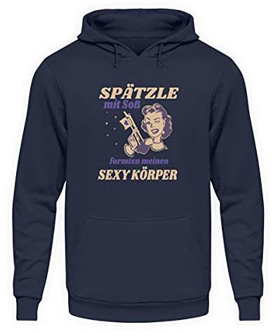 Spätzle avec sauce – Proverbes souabes – Cadeaux – Sweat à capuche unisexe, Oxford bleu marine, S