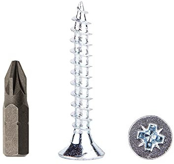 Lot de 400 vis à bois universelles en acier zingué 4 x 30 mm pour panneaux d'aggloméré Vis à tête fraisée PZ 400 4 x 30 mm