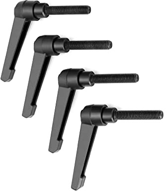 QWORK® 4 Stück M6 Klemmhebel Griff Legierung Außengewinde Verstellbarer Maschinengriffe, Fadenlänge 40mm Grifflänge 50mm