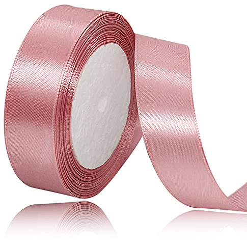 AHOMAME Geschenkband Roségold 20mm, 22m Stoffband für Hochzeit Satinband | Schleifenband zum Geschenkverpackung, Weihnachten, Haarbögen, Taufe, Blumensträuße und Festdekorationen