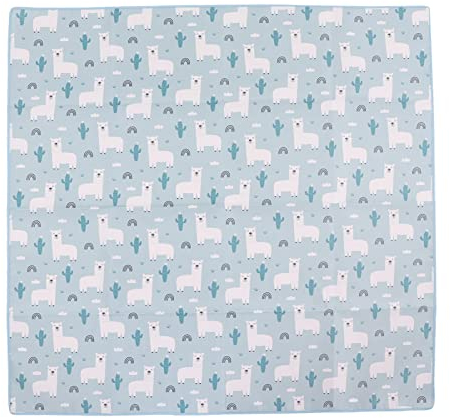 110x110cm Blue Polyester Fibre Padded Play Mat Reversible Foldable Play Mat for Toddler Protection, Play Crawling Mat