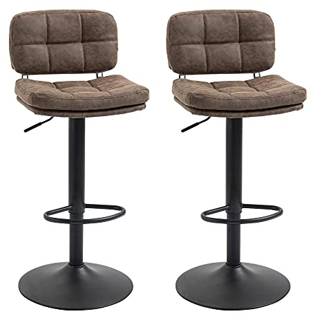 HOMCOM Lot de 2 Tabourets de Bar Vintage Pivotant Marron Effet Vieilli