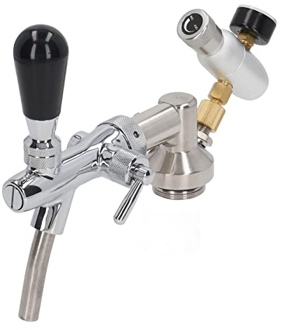 Kegerator Tower Kit, Stainless Steel Beer Keg Dispense Kit, Kegerator Replacement Parts Including Beer Keg Dispenser, Silver Beer Keg Regulator and Pressure Gauge, Beer Keg Accessory Kit for Homebrew