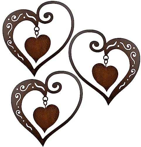 Rostikal Herz 3er-Set - Herzensgeschenk aus Metall mit Seele für Paare zum Valentinstag, Jahrestag & besondere Momente Gartenzauber & Heimdekoration