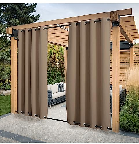 scosao Outdoor Vorhang Wasserdicht Winddicht Wetterfest Gardinen für Pavillon, Sonnenschutz Outdoor Vorhänge sichtschutz Outdoorvorhang für DraußEn Balkon Terrasse Pavillon Aussen,Brown,W98*L106in