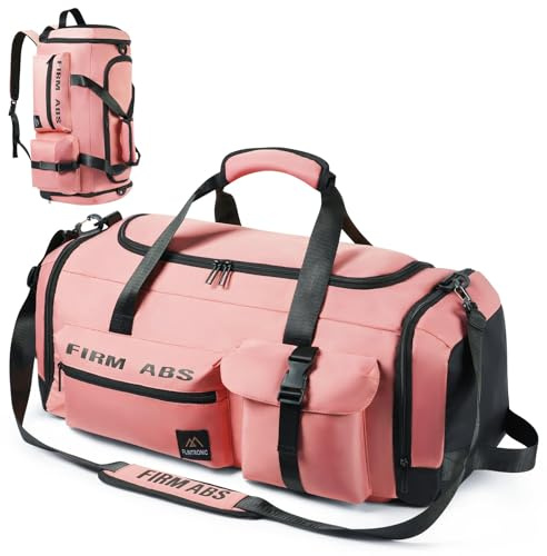 Flintronic 65L Bolsa Deporte Gimnasio, Bolsa de Viaje, Bolsa Deporte Fitness, con Zapato Separada Seco y Humedo, Ligera e Impermeable, Hombre y Mujer, para Deportivo Viaje Gimnasio, Rosa