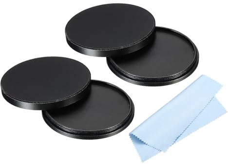 PATIKIL 52mm Lens Cap, 2pcs Camera Lens Cap Cover Universal Lens Filter Stack Cap Front Metal Protective Case Cover with Cleaning Cloth for Photography Camera Filter