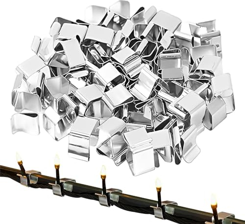 HUNYA 50 Stück Dachrinnenhaken für Lichterketten, Clip für Weihnachtsbeleuchtung, Lichterkette Halterung, Dachrinnenhalter, Weihnacht Licht Clips, Dachrinne Clip für Weihnachtsdekoration