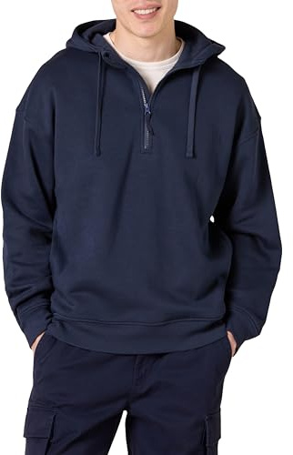 Amazon Essentials Herren Sweatshirt mit Viertelreißverschluss, Oversized-Fit Hoodie, Marineblau, XX-Large