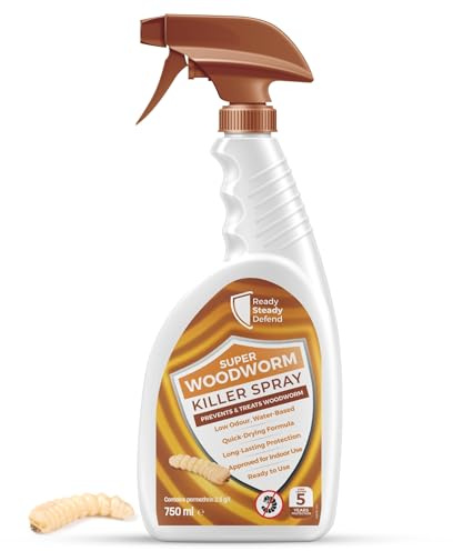 Woodworm Killer Spray 750ml: Protection Against Beetles & Termites, Safe for Indoor Use, VOC-Free with Permethrin, Easy Application & Clean-up, Lasts 5 Years