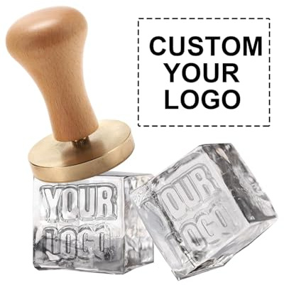 Custom Ice Cube Stamp Ice Branding Bar Stamp with Wood Handle for Cocktails Whiskey Mojito Bar Drink DIY Crafting (3.8cm)