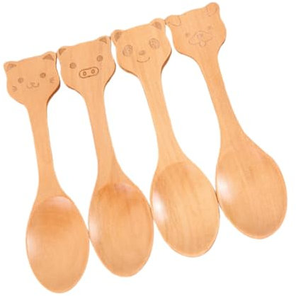TOPBATHY 4 Stück Mini-Schaufel kinderlöffel göffel kinder ice cream scoop Handgefertigt eislöffel portionierer Zuckerlöffel Kaffeelöffel hölzern Eisportionierer kleiner Löffel Bambus