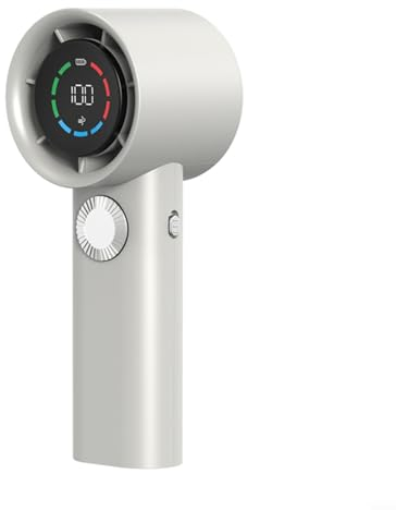 SPORTARC Tragbarer Handventilator, 100 Hochgeschwindigkeits-LED-Display, Turbo-Lüfter, 13000 U/min, verstellbar, leistungsstark, wiederaufladbar, Weiß