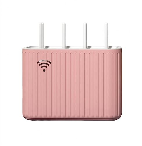 Kabelbox, Router-Aufbewahrungsbox, Kunststoff-Netzwerkkabel-Sortierbox, verschleißfester Drahtkabel-Aufbewahrungskoffer, WiFi-Router-Container, platzsparend,Schreibtisch-Aufbewahrungsbox(Pink)