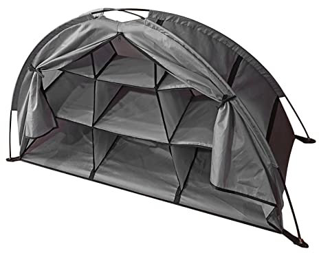 Yanmis Storage Tent Camping Shoes Organizer, Tent Shape, 9 Shelf Large Capacity Portable Folding, for Shoes Clothes Daily Necessities Organization (Gray)