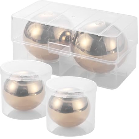 Pasdrucn 4PCS Stainless Steel Metal Ice Cubes Reusable, Reusable Ice Cubes, Stainless Steel Whisky Stones Ice Cubes, Whiskey Stones, Stainless Steel Ice Cubes for Scotch Whisky (Gold)