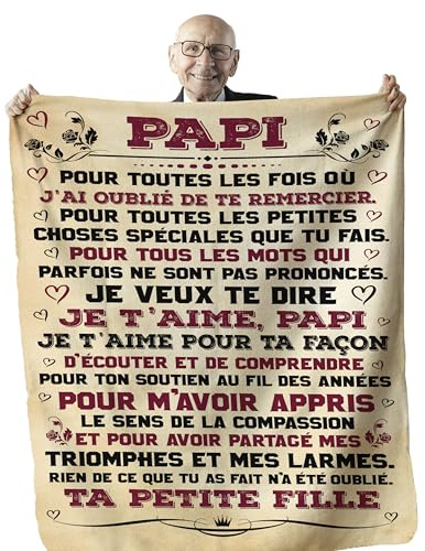 Zinello Design - Manta personalizada suave polar para regalar a su abuelo. Idea de regalo inusual útil para un cumpleaños de Navidad, el día del abuelo. Manta de cama para Deco (150 x 200 cm)