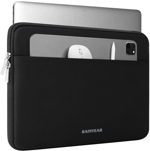 RAINYEAR 15-16 Zoll Laptop-Hülle weiche Tasche mit Fronttasche, Schwarz | für 16-Zoll-MacBook Pro/Max M5 M4 M3 M2 M1 A3428 A3429 A3403 A3186 A2991 A2780 A2485 15-16-Zoll-Notebook Chromebook Ultrabook