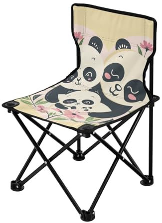 HZHXIFUFA Happy Panda Family Klappbarer Campingstuhl für Jugendliche, Leichter Strandstuhl mit Tragetasche, Wanderstühle, Rucksackreisen, Ultraleicht, für Eisfischen im Freien