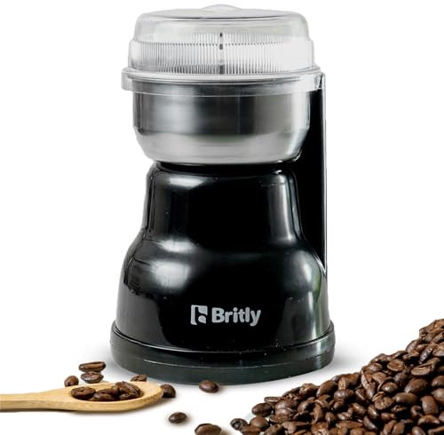 Britly Coffee Grinder | 160W Electric Coffee Grinder | Stainless Steel Blades for Coffee Beans Spices and Herbs | One Touch Operation | 1 Year Warranty