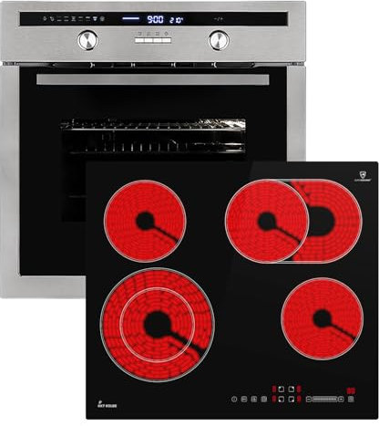 KKT KOLBE | Autarkes Herdset | 60cm Einbaubackofen EB8013ED | 59cm Kochfeld CH5901RL | Drehspieß | Kerntemperaturfühler | Grill | Heißluft | Teleskopauszüge | Automatik-Timer | SET8013CH59RL